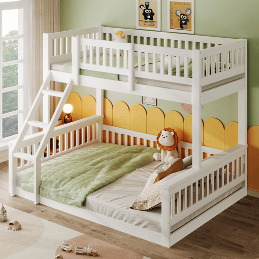 Beliche 90x200cm+140x200cm - Escada, Corrimãos, Estilo simples - Branco