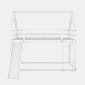Beliche com escorrega e escada - 140x200 cm - estrutura em pinho maciço - Branco