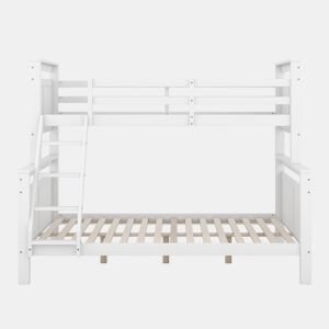 Beliche de madeira 90(140)x200 cm - com escada e corrimão de segurança, convertível em 2 camas separadas - branco