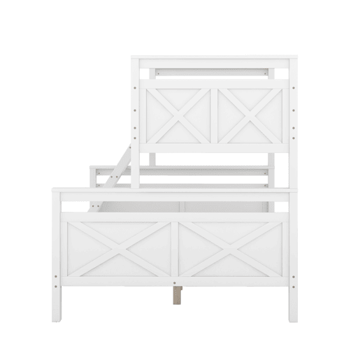 Beliche de madeira 90(140)x200 cm - com escada e corrimão de segurança, convertível em 2 camas separadas - branco