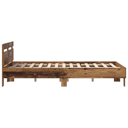 Estrutura de cama de casal com cabeceira - Madeira antiga 140 x 200 cm