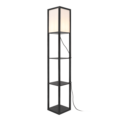Candeeiro de pé Stapleford 3 prateleiras 1xE27 60W Madeira Plástico 160 x 26 x 26 cm preto  brancolux.pro