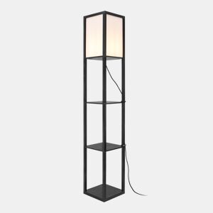 Candeeiro de pé Stapleford 3 prateleiras 1xE27 60W Madeira Plástico 160 x 26 x 26 cm preto  brancolux.pro