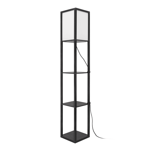 Candeeiro de pé Stapleford 3 prateleiras 1xE27 60W Madeira Plástico 160 x 26 x 26 cm preto  brancolux.pro