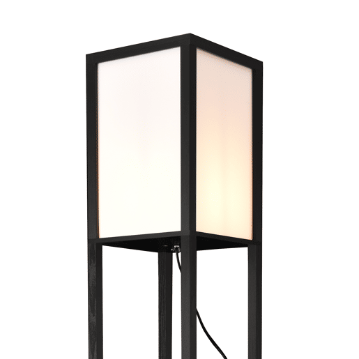 Candeeiro de pé Stapleford 3 prateleiras 1xE27 60W Madeira Plástico 160 x 26 x 26 cm preto  brancolux.pro