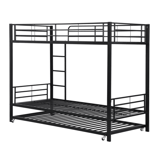 Beliche em ferro forjado 90x200 cm - com cama com gavetão 90x190 cm - Preto
