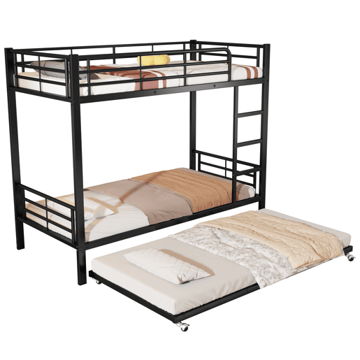 Beliche em ferro forjado 90x200 cm - com cama com gavetão 90x190 cm - Preto