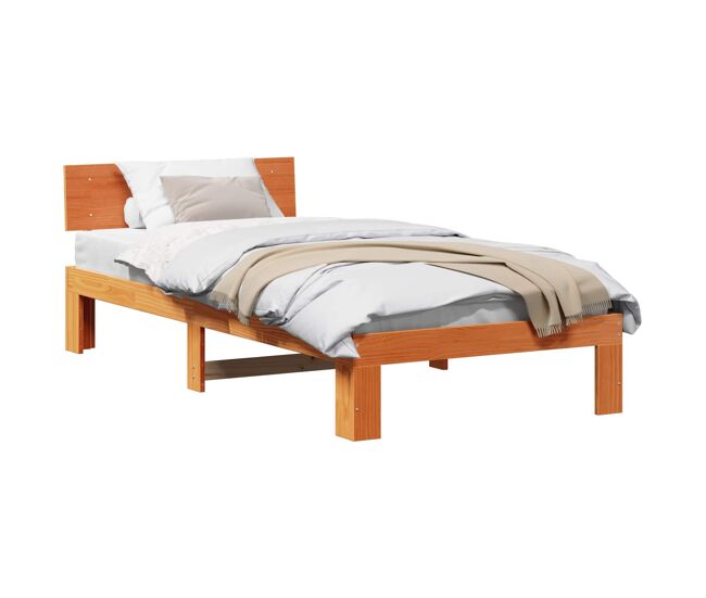Estructura de cama individual para adultos con cabecera - marrón cera 100 x 200 cm