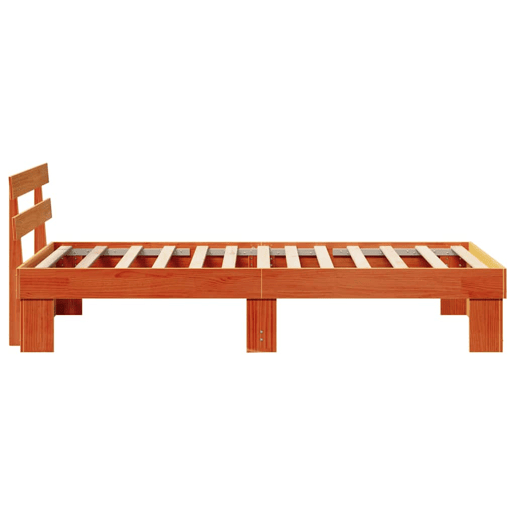 Estrutura de cama de solteiro moderno com cabeceira - Marrom Cera 80 x 200 cm
