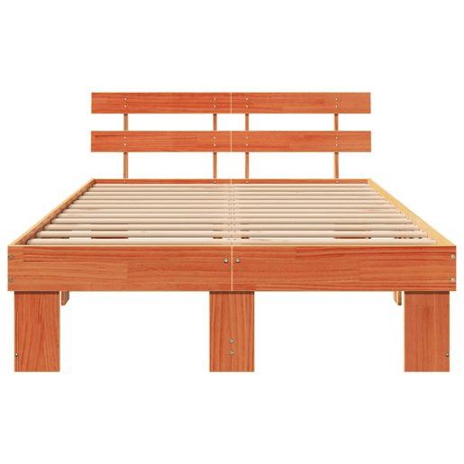 Estrutura de cama de casal simple com cabeceira - Marrom Cera 120 x 200 cm