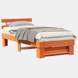 Estrutura de cama de solteiro moderno com cabeceira - Marrom Cera 90 x 190 cm