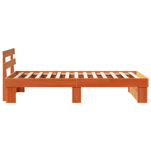 Estrutura de cama de solteiro moderno com cabeceira - Marrom Cera 90 x 190 cm