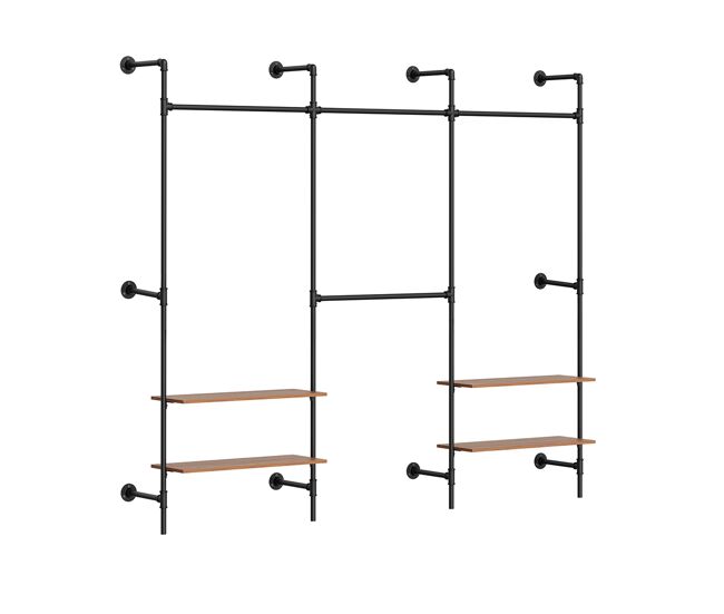 Sobuy perchero de pared modular kls19-sch | negro | 265x48x220 cm | hierro y madera sintética (melamina)