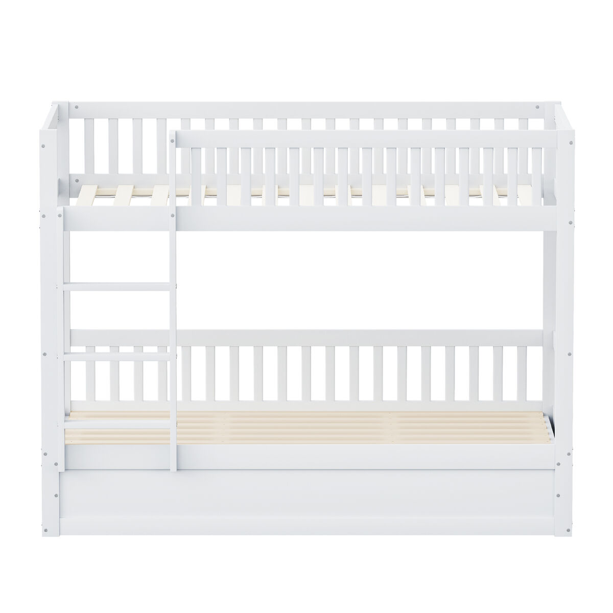 Cama litera infantil 90*200 cm - sistema hidráulico de almacenamiento, resistente y duradero - blanco