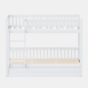 Cama beliche infantil 90*200 cm - Sistema hidráulico de arrumação, resistente e duradouro - Branco