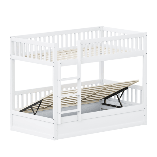 Cama beliche infantil 90*200 cm - Sistema hidráulico de arrumação, resistente e duradouro - Branco