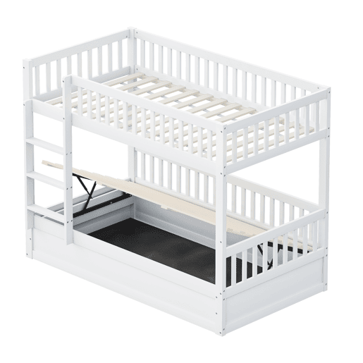 Cama beliche infantil 90*200 cm - Sistema hidráulico de arrumação, resistente e duradouro - Branco