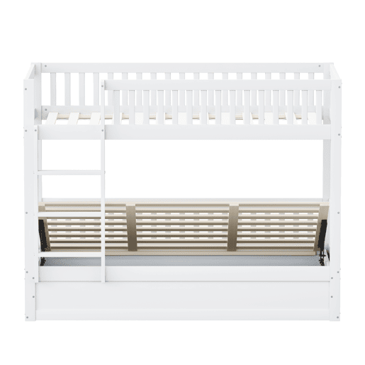 Cama beliche infantil 90*200 cm - Sistema hidráulico de arrumação, resistente e duradouro - Branco