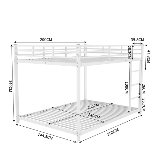 Beliche de ferro para crianças 140x200 cm - Branco Beliche de ferro para crianças 140x200 cm - Branco