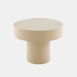 Mesa auxiliar de metal cor bege com vidro