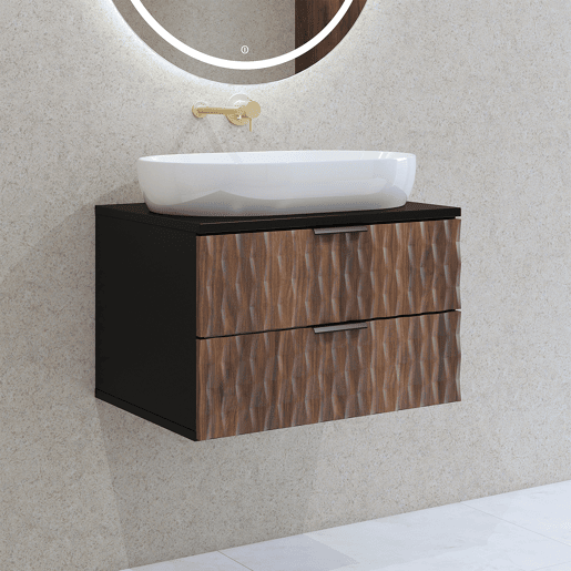 Móvel sob o lavatório 60 cm plano de lavatório Nevia madeira e preto
