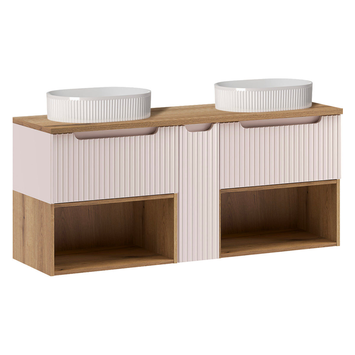 Lavabo doble riva cashmere y madera 140cm
