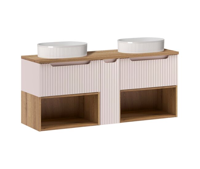 Lavabo doble riva cashmere y madera 140cm