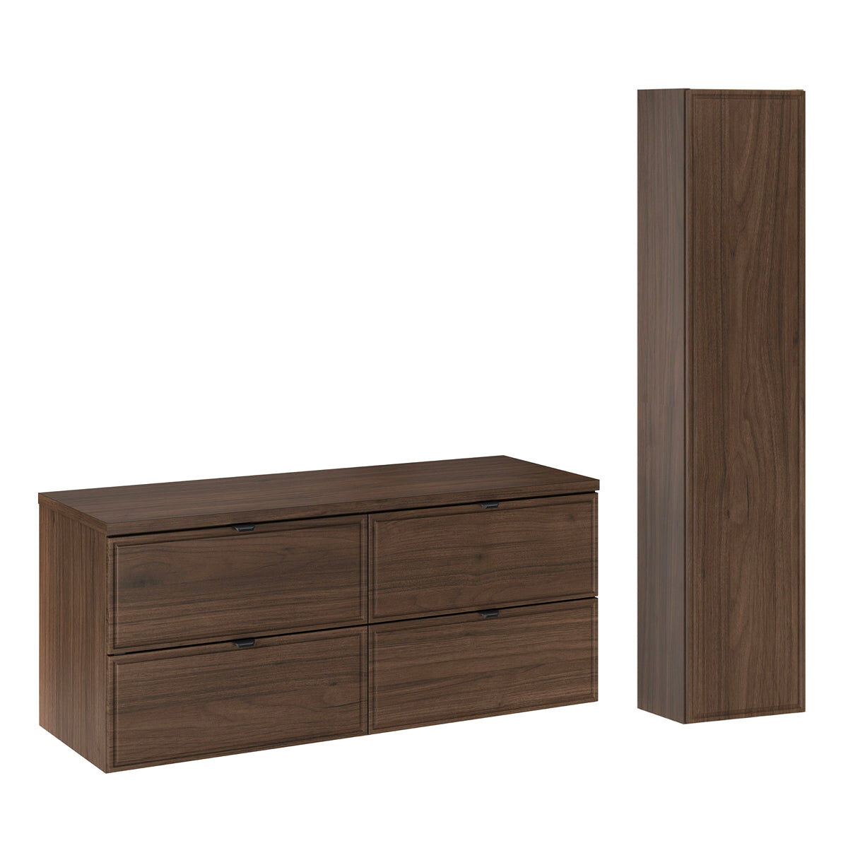 Conjunto de lavabo y columna elias de madera oscura de 120 cm