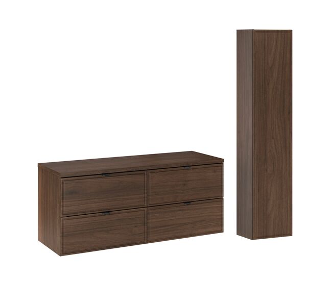 Conjunto de lavabo y columna elias de madera oscura de 120 cm