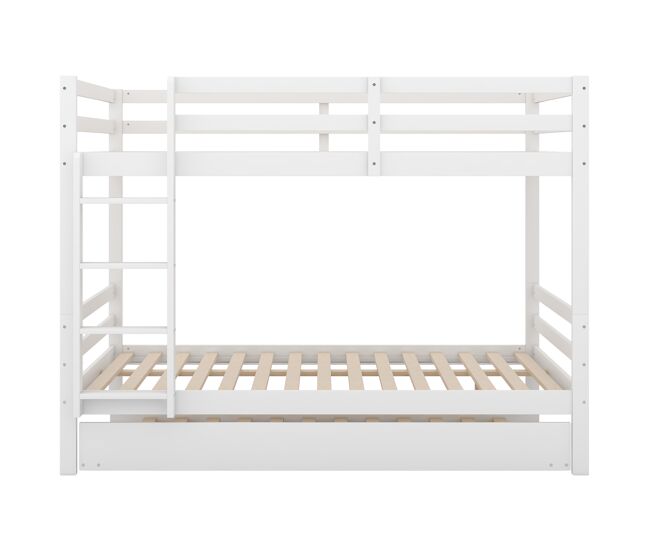 Litera 2x140x200cm con cama nido 90x190cm - con barandilla y escalera - blanco