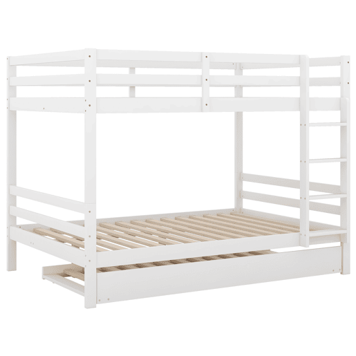 Beliche 2x140x200cm com cama de rodízio 90x190cm - com grade e escada - Branco