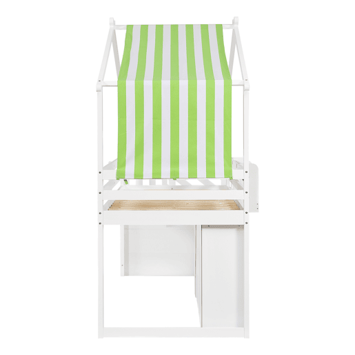 Beliche 90x200 cm - madeira maciça - com 1 roupeiro, 2 cacifos e escada de arrumação - Branco