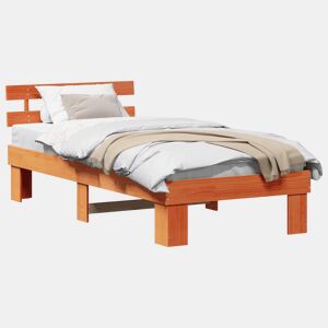 Estrutura de cama de solteiro moderno com cabeceira - Marrom Cera 90 x 200 cm