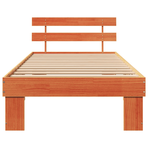 Estrutura de cama de solteiro para adultos com Cabeceira - Marrom Cera 100 x 200 cm