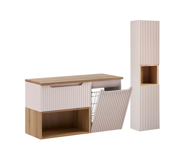 Juego de cesta y pedestal de 100 cm de riva cashmere y madera