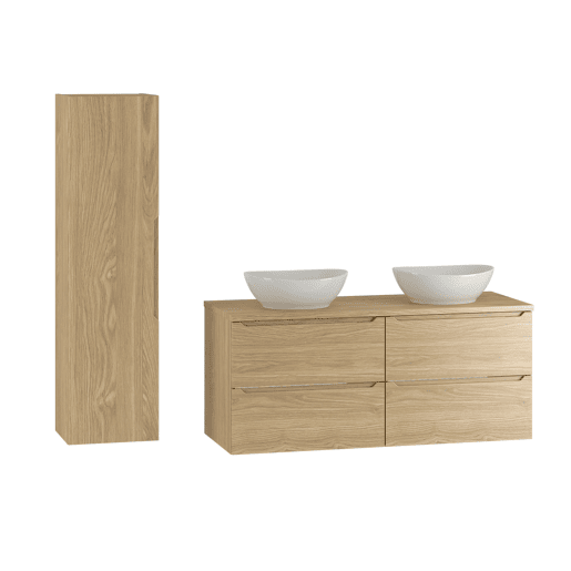 Conjunto móvel lavatório duplo 120cm e coluna Viggo Madeira
