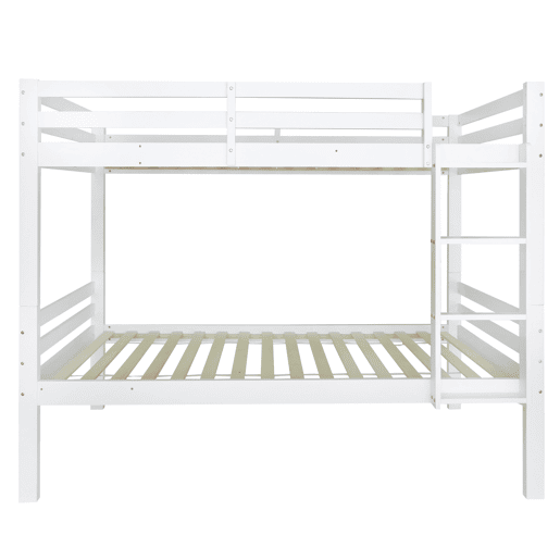 Beliche infantil 90x200 - cama juvenil com escada angular de 3 degraus e barreira de segurança, divisível em 2 camas individuais - branco