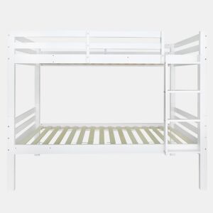 Beliche infantil 90x200 - cama juvenil com escada angular de 3 degraus e barreira de segurança, divisível em 2 camas individuais - branco