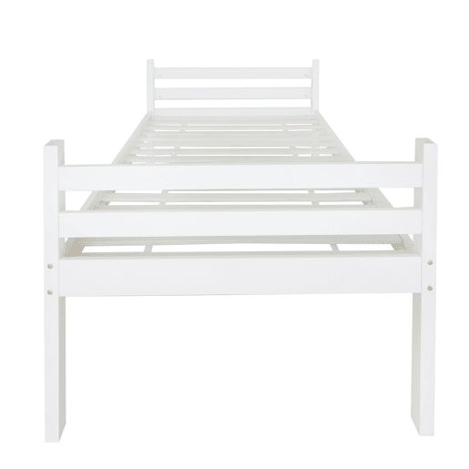 Beliche infantil 90x200 - cama juvenil com escada angular de 3 degraus e barreira de segurança, divisível em 2 camas individuais - branco