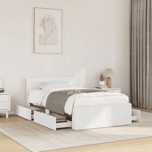 Estrutura De Cama Dupla c cabeceira - 100x200 cm branco