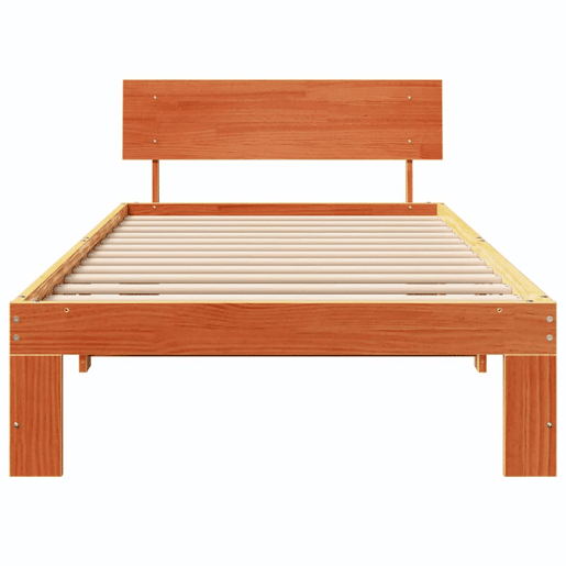 Estrutura de cama de solteiro moderno com cabeceira - Marrom Cera 90 x 190 cm