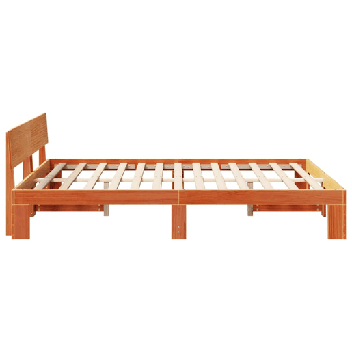 Estrutura de cama de casal simple com cabeceira - Marrom Cera 140 x 200 cm