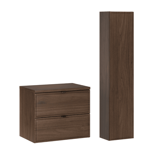 Conjunto móvel sob-lavatório 60cm e coluna Elias Madeira escura