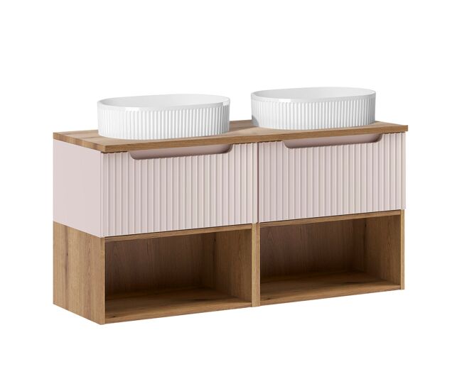 Lavabo doble riva cashmere y madera 120cm