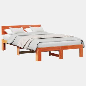 Estrutura de cama de casal simple com cabeceira - Marrom Cera 120 x 200 cm
