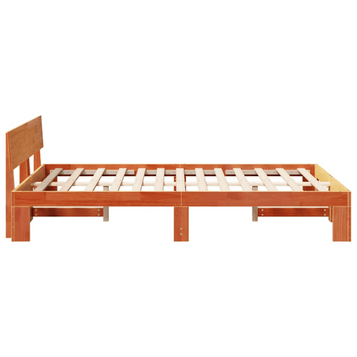 Estrutura de cama de casal simple com cabeceira - Marrom Cera 120 x 200 cm