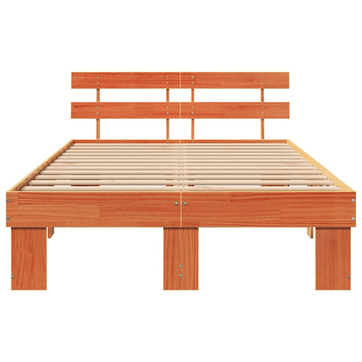 Estrutura de cama de casal simple com cabeceira - Marrom Cera 140 x 190 cm