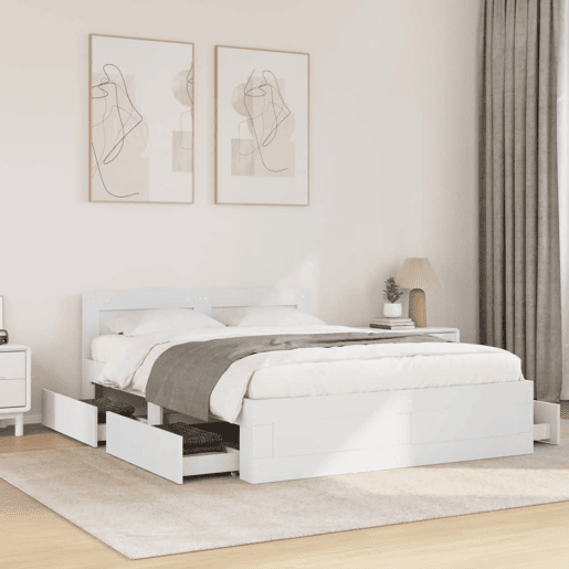 Estrutura De Cama Dupla para adultos c cabeceira - 140x200 cm branco