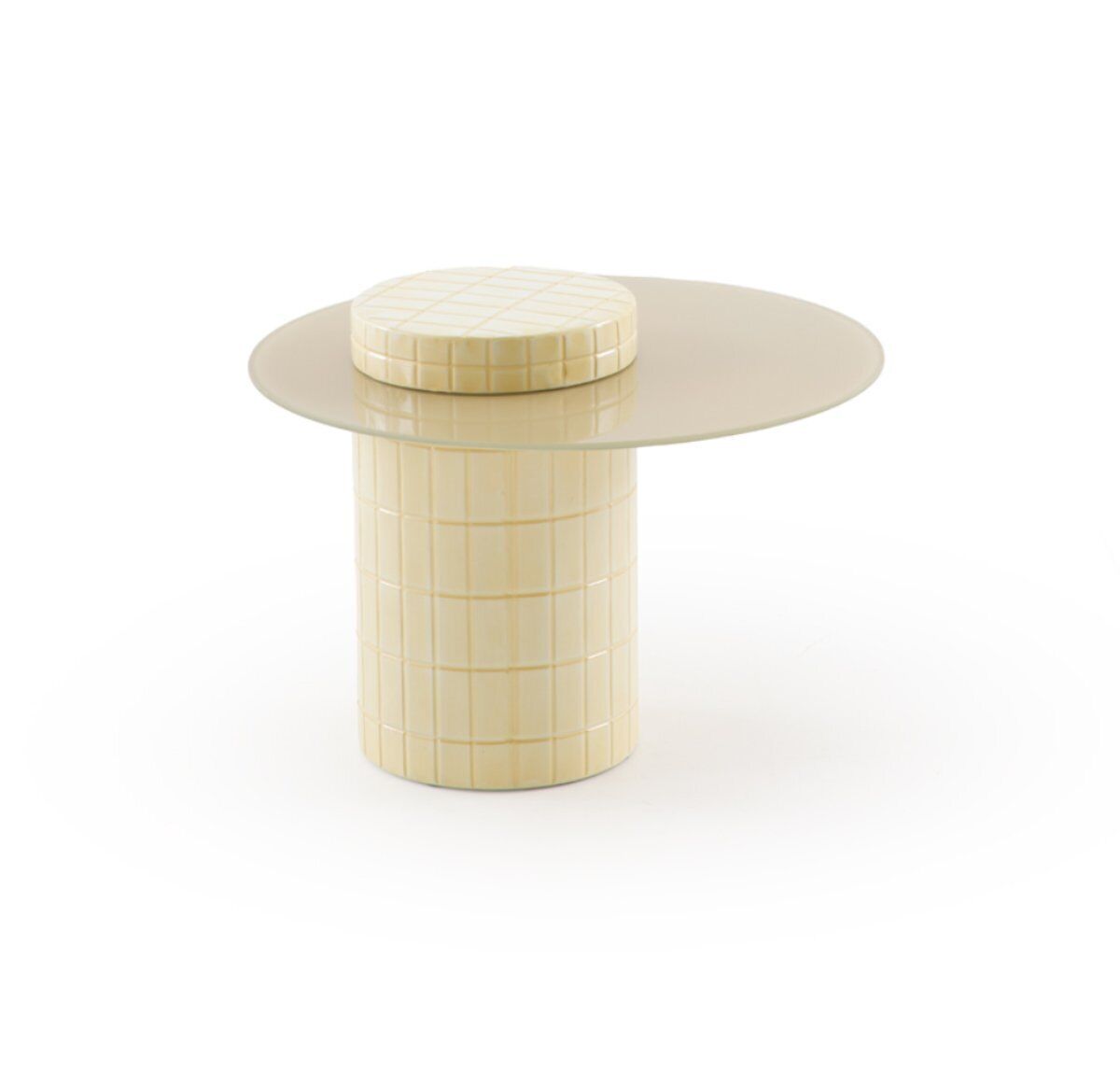 Mesa auxiliar de metal con cristal 60x60