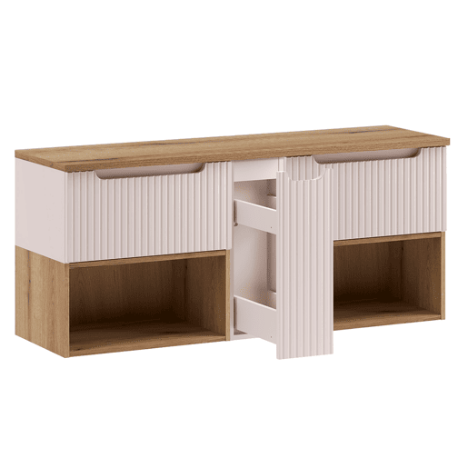 Conjunto toucador e coluna Riva Caxemira e Madeira 140cm